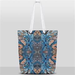 Lapislazuli Arabesque  Full Print Rope Handle Tote (small) by kaleidomarblingart