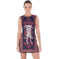 Armenian Old Carpet  Lace Up Front Bodycon Dress by Gohar