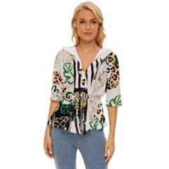 Modern Jungle Lightweight Drawstring Hooded Top by ConteMonfrey
