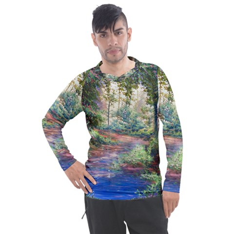 Abstract Forest Green Jungle Psychedelic Art Nature Men s Pique Long Sleeve Tee by Wegoenart