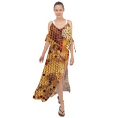 Insect Macro Honey Bee Animal Maxi Chiffon Cover Up Dress by Wegoenart