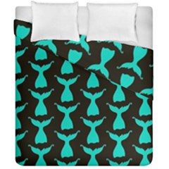 Blue Mermaid Tail Black Duvet Cover Double Side (california King Size) by ConteMonfrey