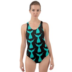 Blue Mermaid Tail Black Cut-out Back One Piece Swimsuit by ConteMonfrey
