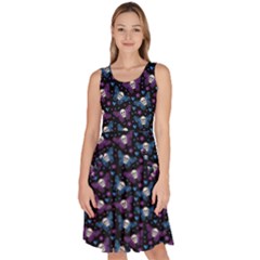 Skull Butterfly Knee Length Skater Dress With Pockets by ALIXE