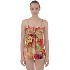 Seamless Pattern Textile Surface Luxury Vintage Babydoll Tankini Set by Wegoenart