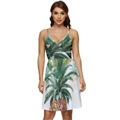 Pineapple Pattern Background Seamless Vintage V-neck Pocket Summer Dress  by Wegoenart