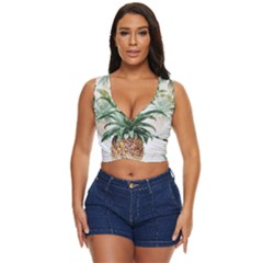 Pineapple Pattern Background Seamless Vintage Women s Sleeveless Wrap Top by Wegoenart