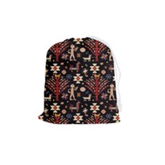 Carpet-symbols Drawstring Pouch (medium) by Gohar