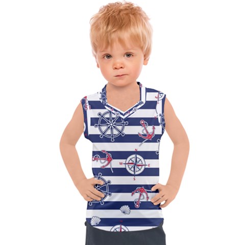 Seamless Marine Pattern Kids  Sport Tank Top by BangZart