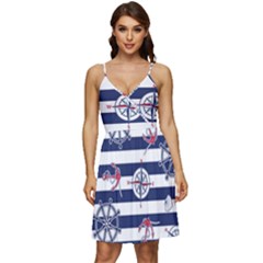 Seamless Marine Pattern V-neck Pocket Summer Dress  by BangZart