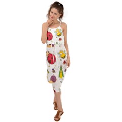 Cute Cartoon Insects Seamless Background Waist Tie Cover Up Chiffon Dress by Jancukart