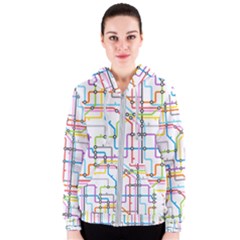Tube Map Seamless Pattern Women s Zipper Hoodie by Jancukart