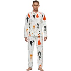 Cartoon Cat Seamless Pattern Graphic Men s Long Sleeve Velvet Pocket Pajamas Set by Jancukart