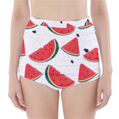 Watermelon Seamless Pattern High-waisted Bikini Bottoms by Jancukart