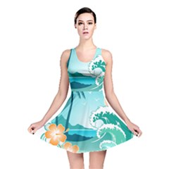 Paradise Heaven Holiday Beach Orange Ocean Reversible Skater Dress by Jancukart