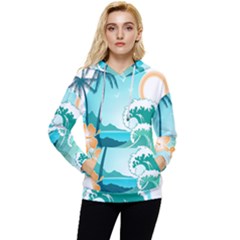 Paradise Heaven Holiday Beach Orange Ocean Women s Lightweight Drawstring Hoodie by Jancukart