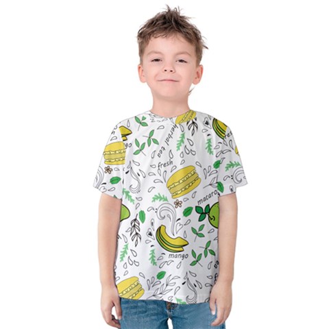 Hamburger With Fruits Seamless Pattern Kids  Cotton Tee by Jancukart
