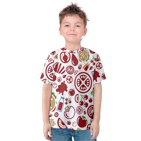 Pizza Seamless Pattern Background Kids  Cotton Tee by Jancukart