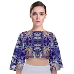 Amethyst Repeats Tie Back Butterfly Sleeve Chiffon Top by kaleidomarblingart