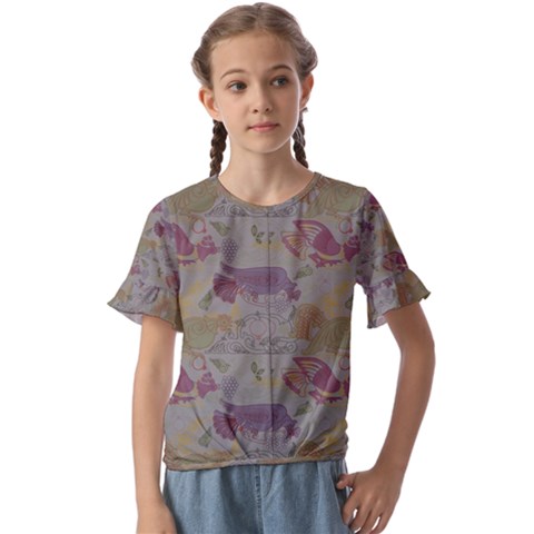 Pattern-tsit Kids  Cuff Sleeve Scrunch Bottom Tee by Gohar