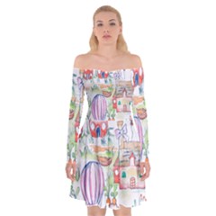 Easter Village  Off Shoulder Skater Dress by ConteMonfrey