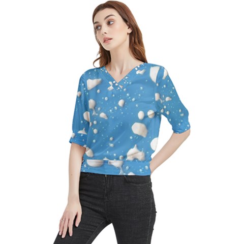 Ice Cream Bubbles Texture Quarter Sleeve Blouse by dflcprintsclothing