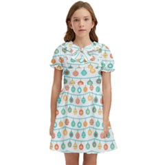 Christmas Textur Kids  Bow Tie Puff Sleeve Dress by artworkshop