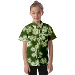 Snowflakes And Star Patterns Green Frost Kids  Short Sleeve Shirt by artworkshop