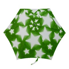 Snowflakes And Star Patterns Green Stars Mini Folding Umbrellas by artworkshop
