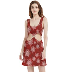 Snowflakes And Star Patternsred Snow Velvet Cutout Dress by artworkshop