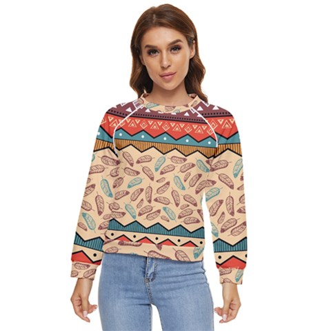 Ethnic Tribal Pattern Background Women s Long Sleeve Raglan Tee by Vaneshart