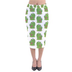 Kermit The Frog Pattern Velvet Midi Pencil Skirt by Valentinaart