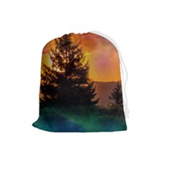 Tree Nature Landscape Fantasy Magical Cosmic Drawstring Pouch (large) by danenraven