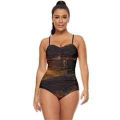 Sunset Forest Fall Sunbeams Nature Retro Full Coverage Swimsuit by danenraven
