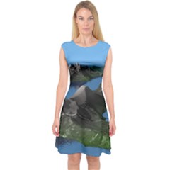 Mountain Landscape Rocky Rocks Geology Scenic Capsleeve Midi Dress by danenraven