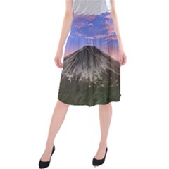 Mount Mountain Fuji Japan Volcano Mountains Midi Beach Skirt by danenraven
