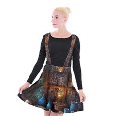 Blue Coffee Cups Cups Coffee Snack Blue Color Suspender Skater Skirt by danenraven