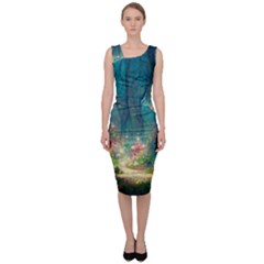 Magical Forest Forest Painting Fantasy Sleeveless Pencil Dress by danenraven
