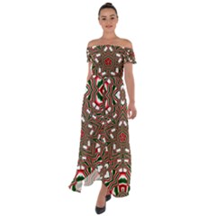 Christmas-kaleidoscope Off Shoulder Open Front Chiffon Dress by artworkshop