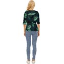 Leaves Pattern Lightweight Drawstring Hooded Top View4