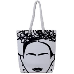 Frida Kahlo  Full Print Rope Handle Tote (small) by Sobalvarro