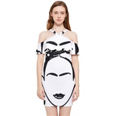 Frida Kahlo  Shoulder Frill Bodycon Summer Dress by Sobalvarro