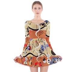 Carnival Of The Harlequin Art Long Sleeve Velvet Skater Dress by danenraven