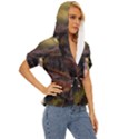 Waterfall Cascade Mountains Cliffs Northern Lights Lightweight Drawstring Hooded Top View3