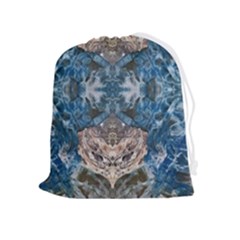 Turquoise Symmetry Drawstring Pouch (xl) by kaleidomarblingart