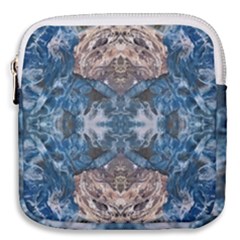 Turquoise Symmetry Mini Square Pouch by kaleidomarblingart