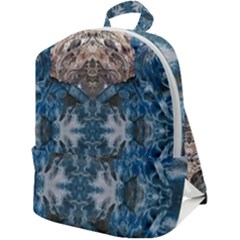 Turquoise Symmetry Zip Up Backpack by kaleidomarblingart