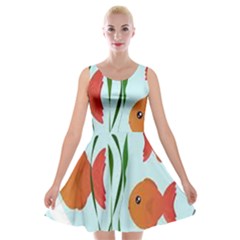 Fishbowl Fish Goldfish Water Velvet Skater Dress by artworkshop