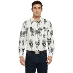 Tattoo Pattern Coin Purse Men s Long Sleeve Pocket Shirt  by artworkshop