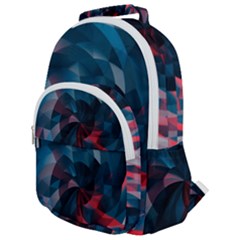Art Polygon Geometric Design Pattern Colorful Rounded Multi Pocket Backpack by Ravend